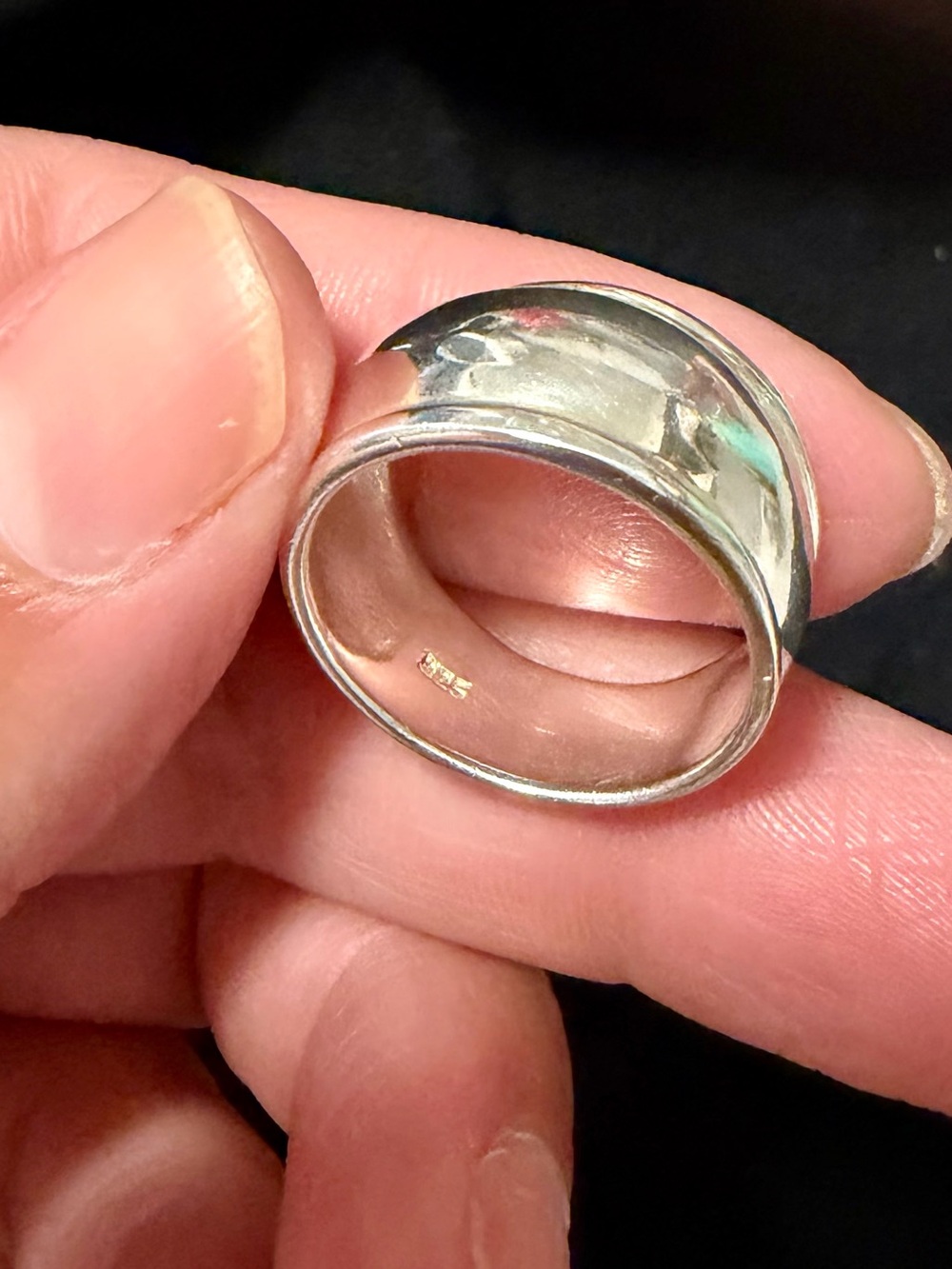 Sterling Silver 925 Wide Dome Ring - Silver - Size 6.5-7